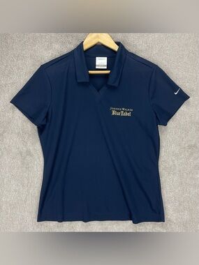 Nike Golf Polo Women’s L Navy Blue V Neck Johnnie Walker Blue Label Embroidered